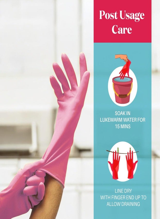 سبونتكس قفازات سبونتكس متعددة الاستخدامات قابلة لإعادة الاستخدام، مناسبة للغسيل والتنظيف والمطبخ والحديقة والتعقيم (مصنوعة من اللاتكس الطبيعي مع بطانة داخلية من القطن الناعم)، عبوة من قطعتين (مقاس متوسط وكبير)، لون وردي - Image 5